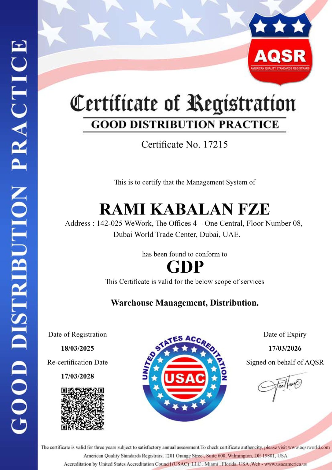 GDP Certificate